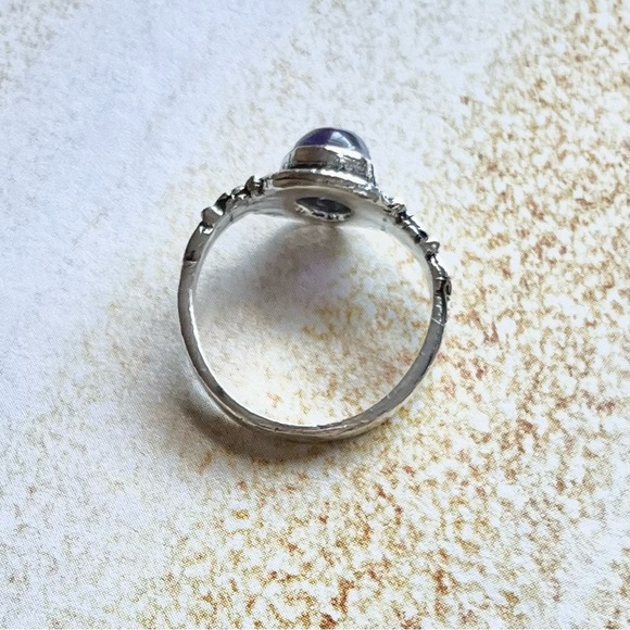 Amethyst Gemstone Ring Size 6 Silver Plated-Handmade - Picture 5 of 7